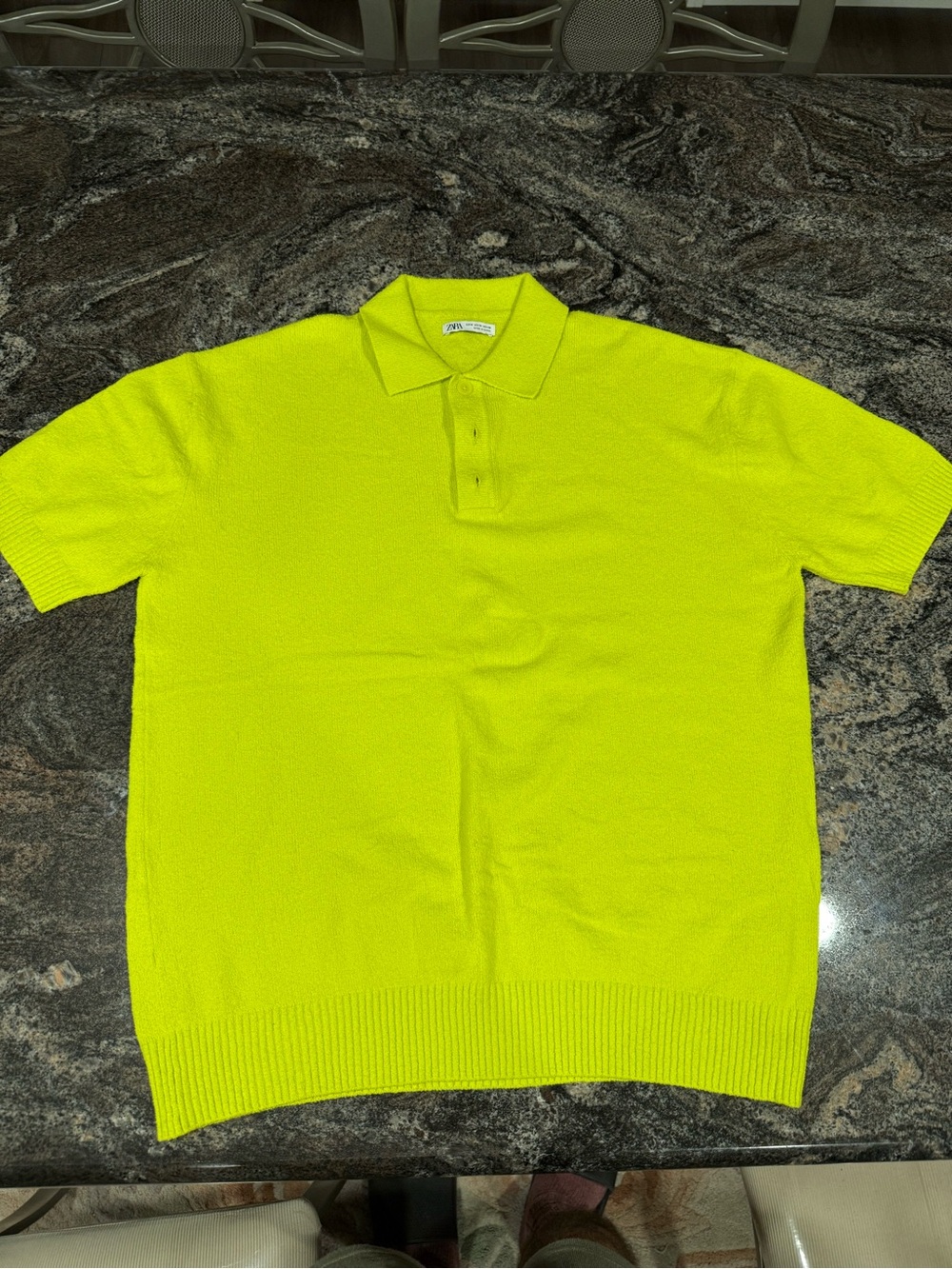 Zara Men's Neon Green Polo Shirt